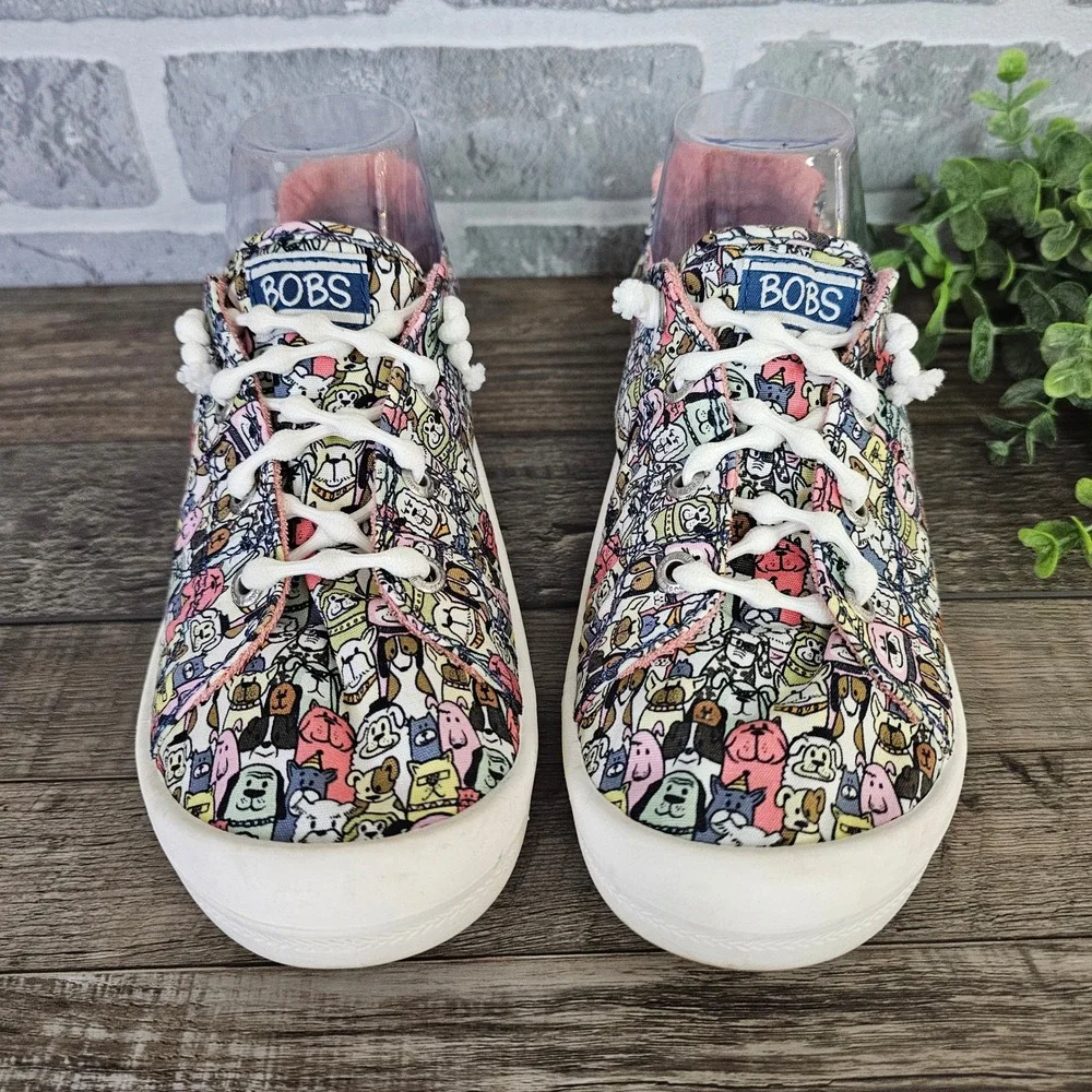 Skechers BOBS Beach Bingo Rovers Rally Women's Dog Print Sneakers Size 9 113036